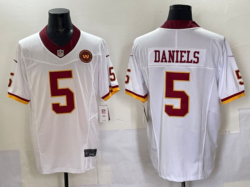 Men 2025 Washington Commanders #5 Daniels White Four generations Nike Limited NFL Jersey 04->washington commanders->NFL Jersey